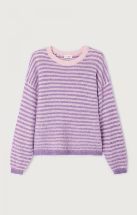Pullover Nen18c Violette-Raye-Bouton