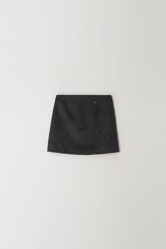 Skirt Aw24sk61 Flower Embe Mini Dark-Gray