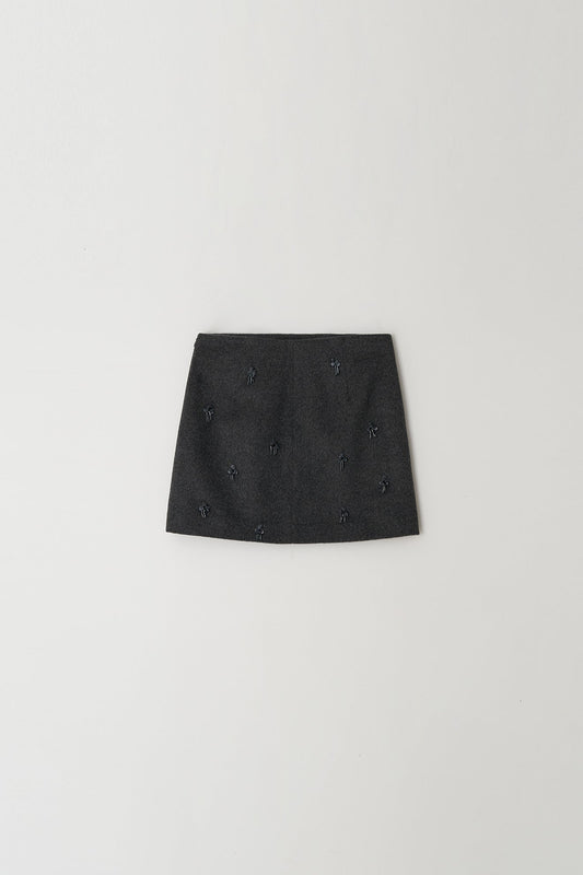 Skirt Aw24sk61 Flower Embe Mini Dark-Gray
