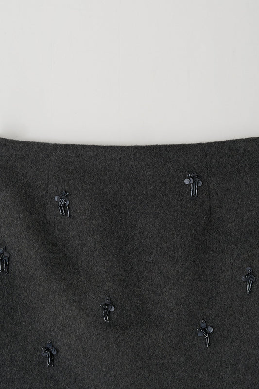 Skirt Aw24sk61 Flower Embe Mini Dark-Gray