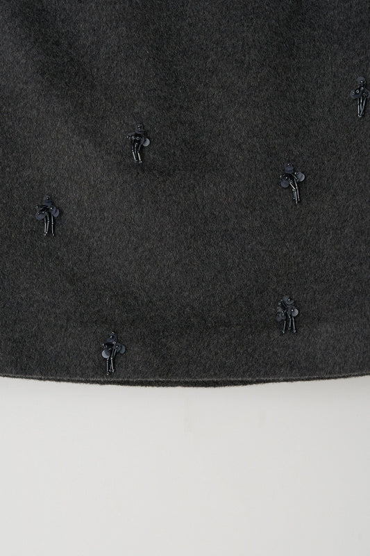 Skirt Aw24sk61 Flower Embe Mini Dark-Gray