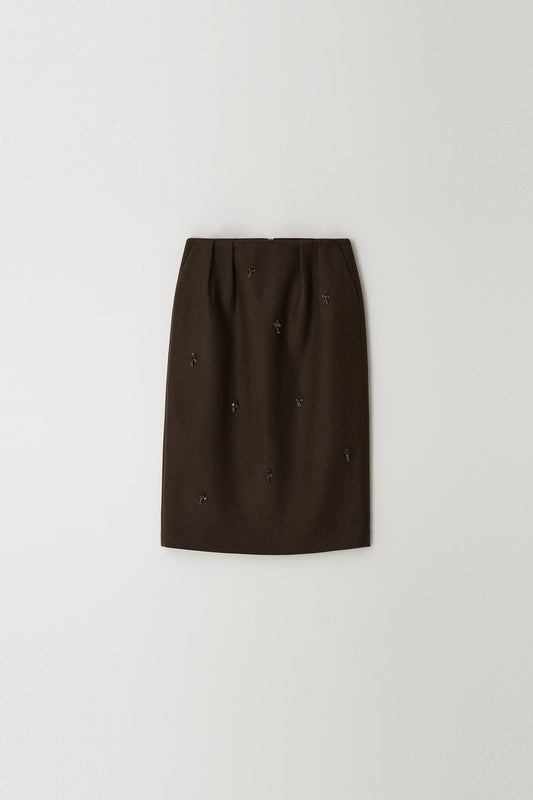 Skirt Aw24sk38 Flower Embe Pin Brown
