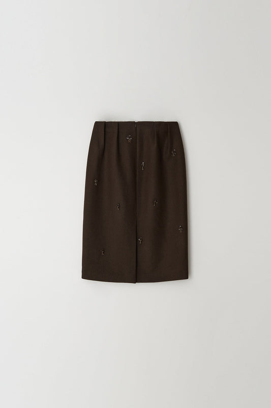 Skirt Aw24sk38 Flower Embe Pin Brown