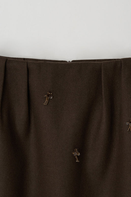 Skirt Aw24sk38 Flower Embe Pin Brown