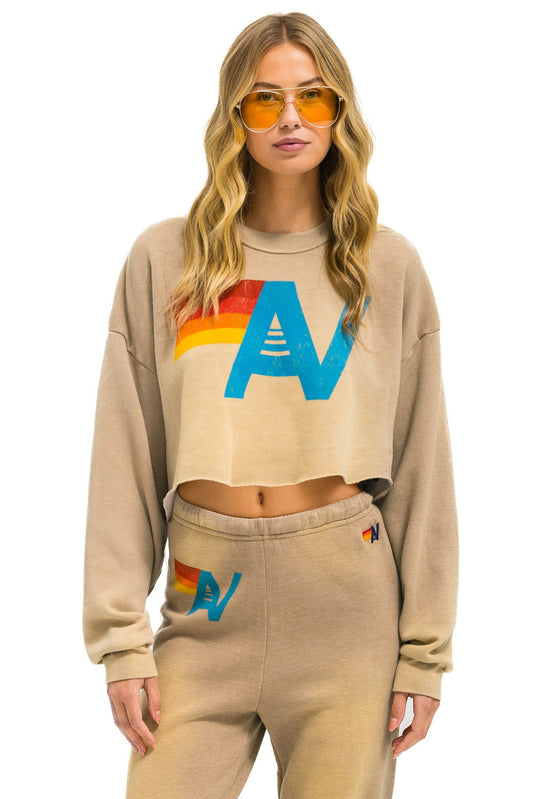 Sweatshirt Cropped V Swcrxlovtg Faded-Tan