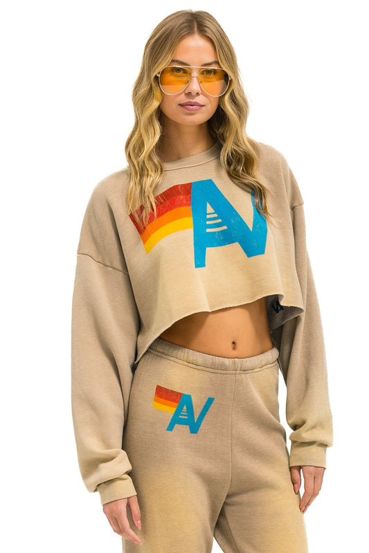 Sweatshirt Cropped V Swcrxlovtg Faded-Tan
