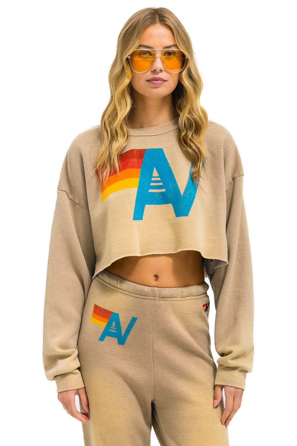Sweatshirt Cropped V Swcrxlovtg Faded-Tan