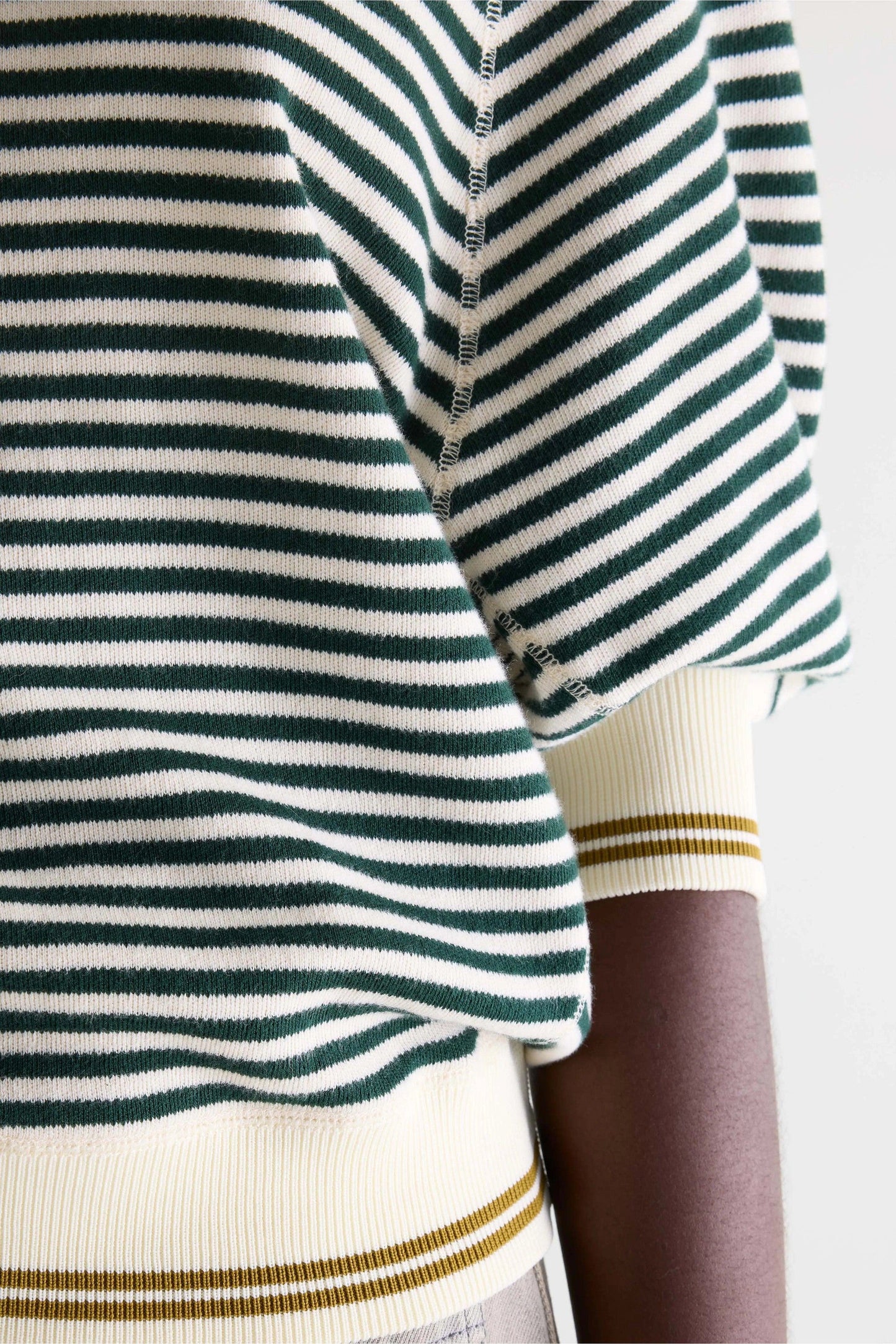 Bellerose | Oversized Stripe Sweater - Ecru & Bottle Green