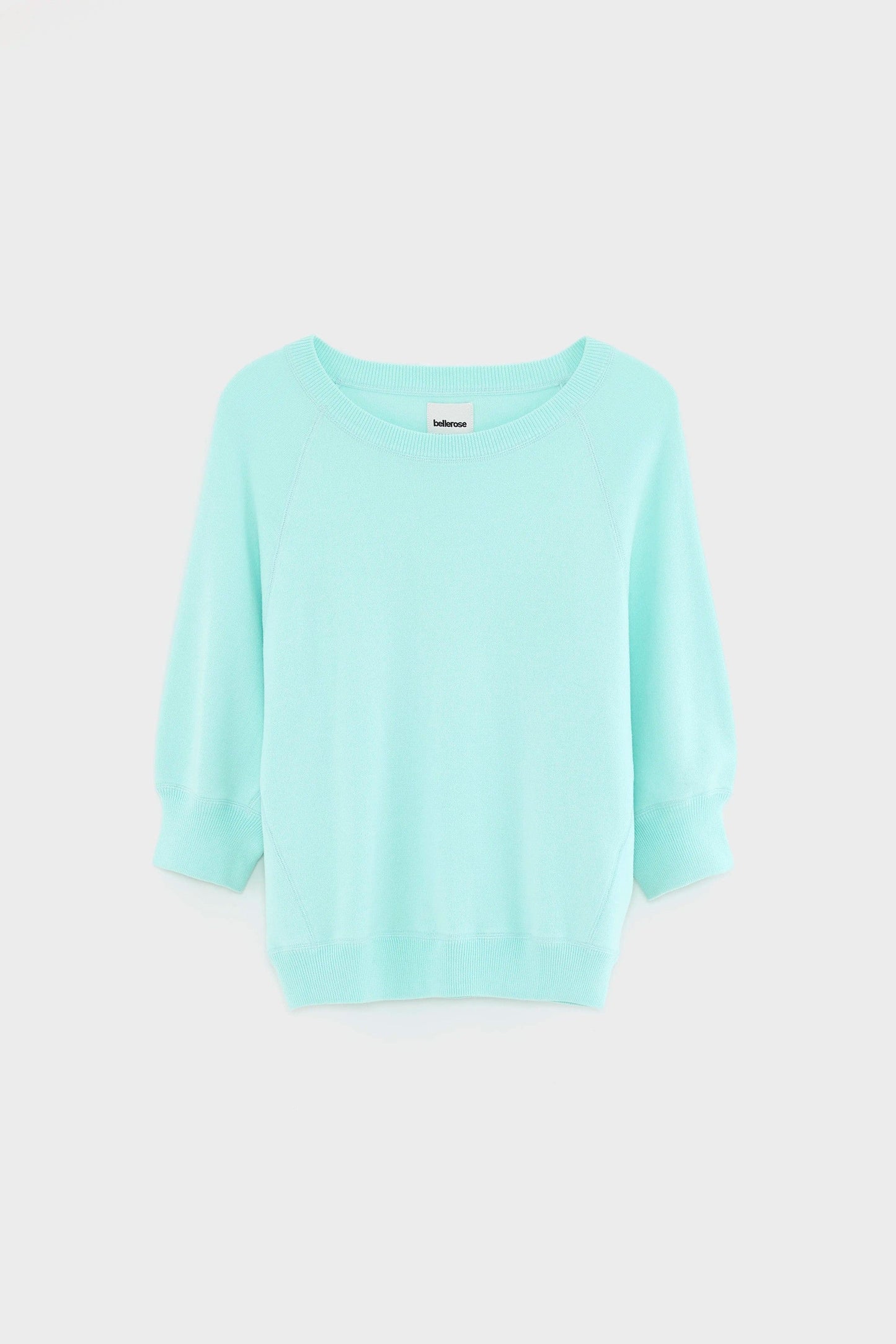 Women's Sweatshirt 100% Cotton Knit - Ecru With Blue Stripes Iceberg