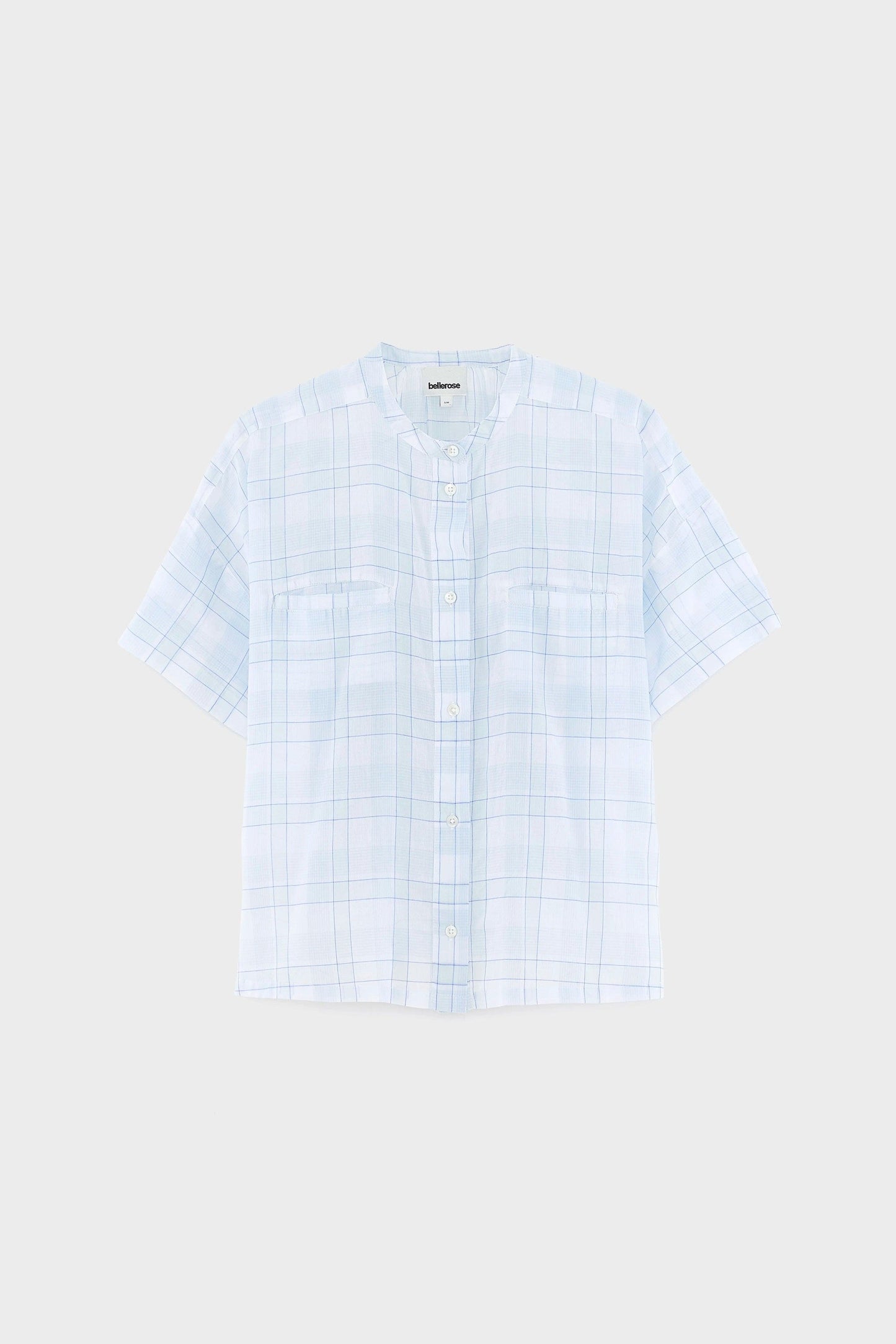 Women Button-Down Blouse 100% Cotton Poplin - Mint Leaf Check-A