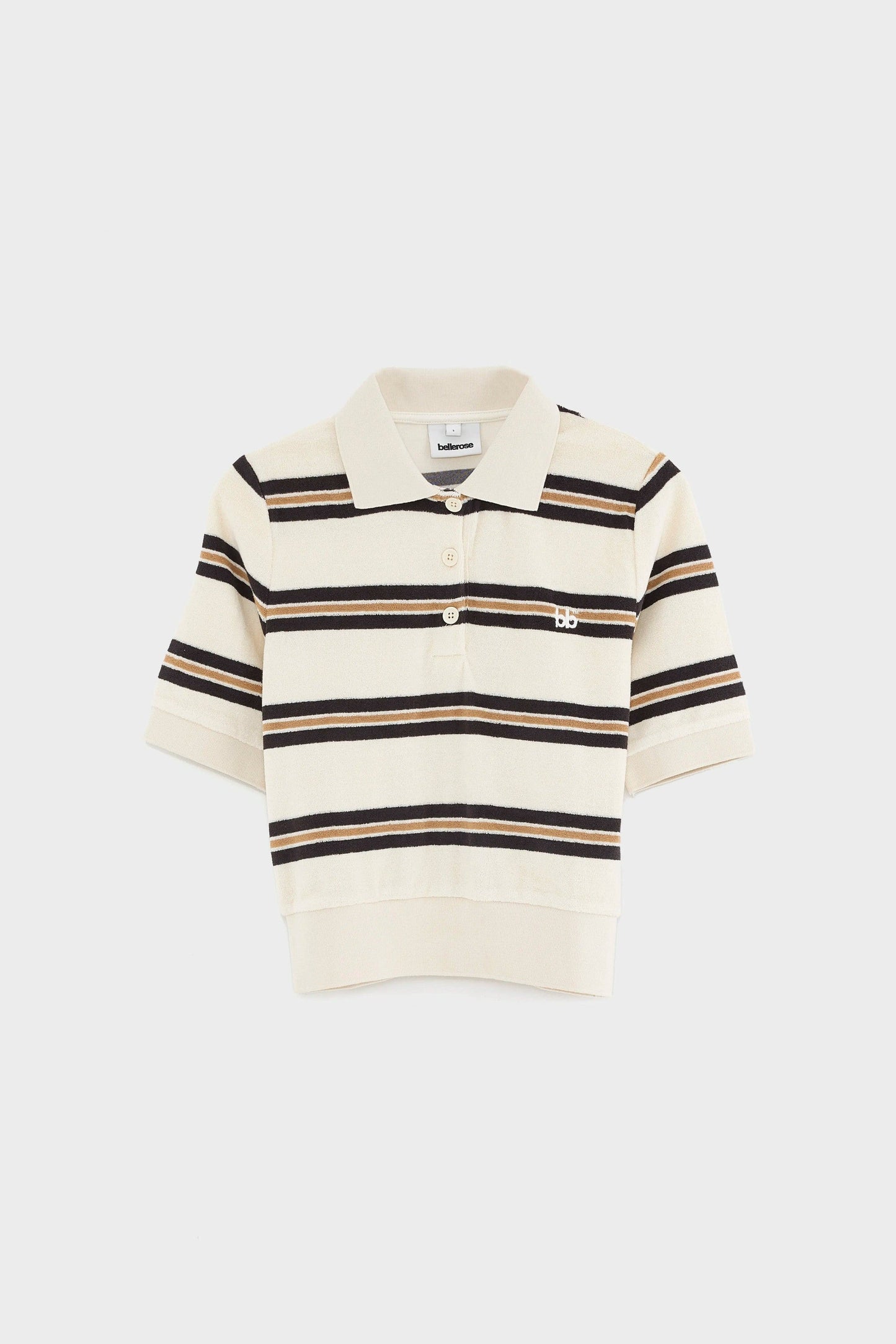 Men's Polo Shirt Terry Cloth - Burgundy Yellow Stripe Stripe-B