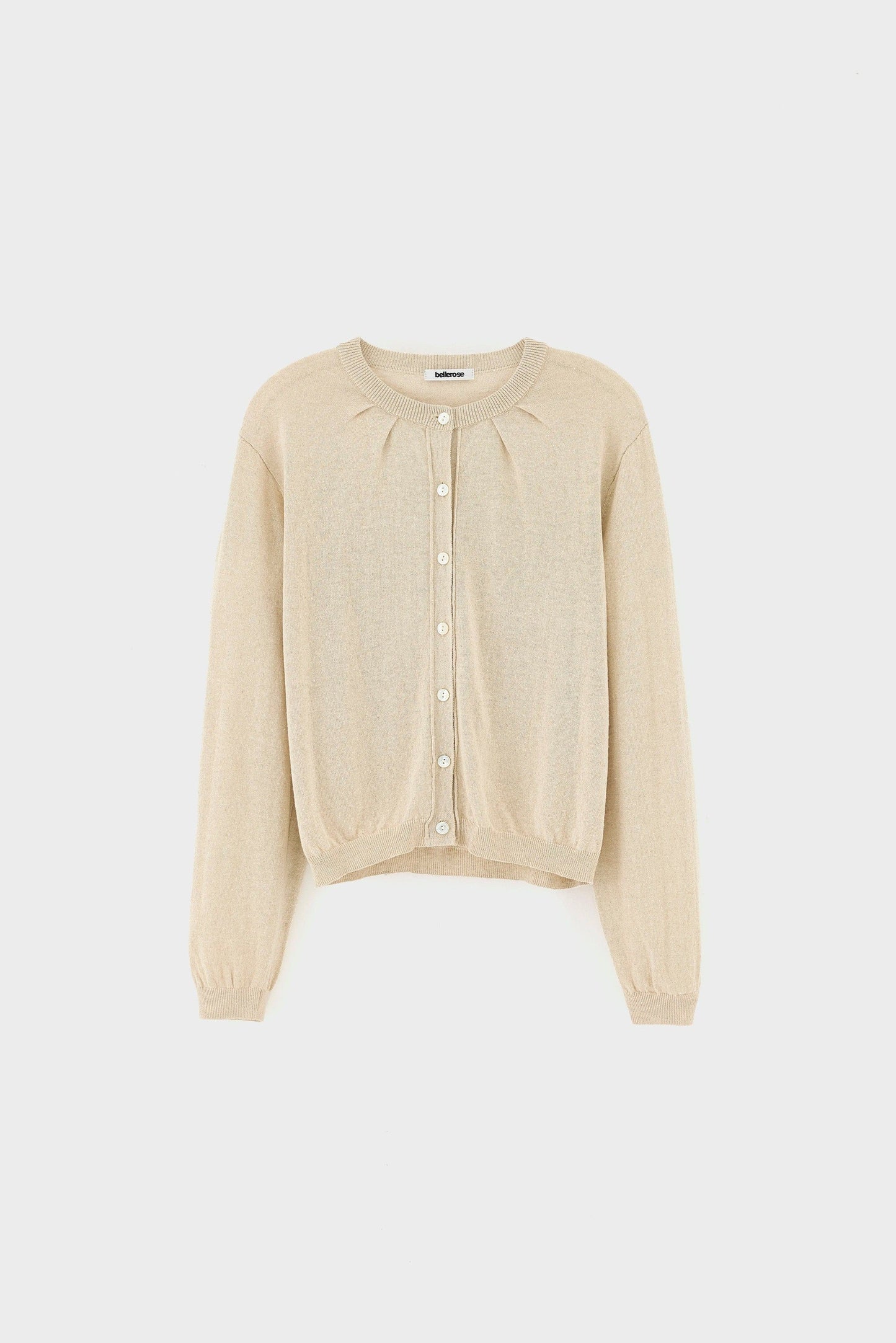 Bellerose | Gathered Crewneck Cardigan - Linen Blend Oatmeal