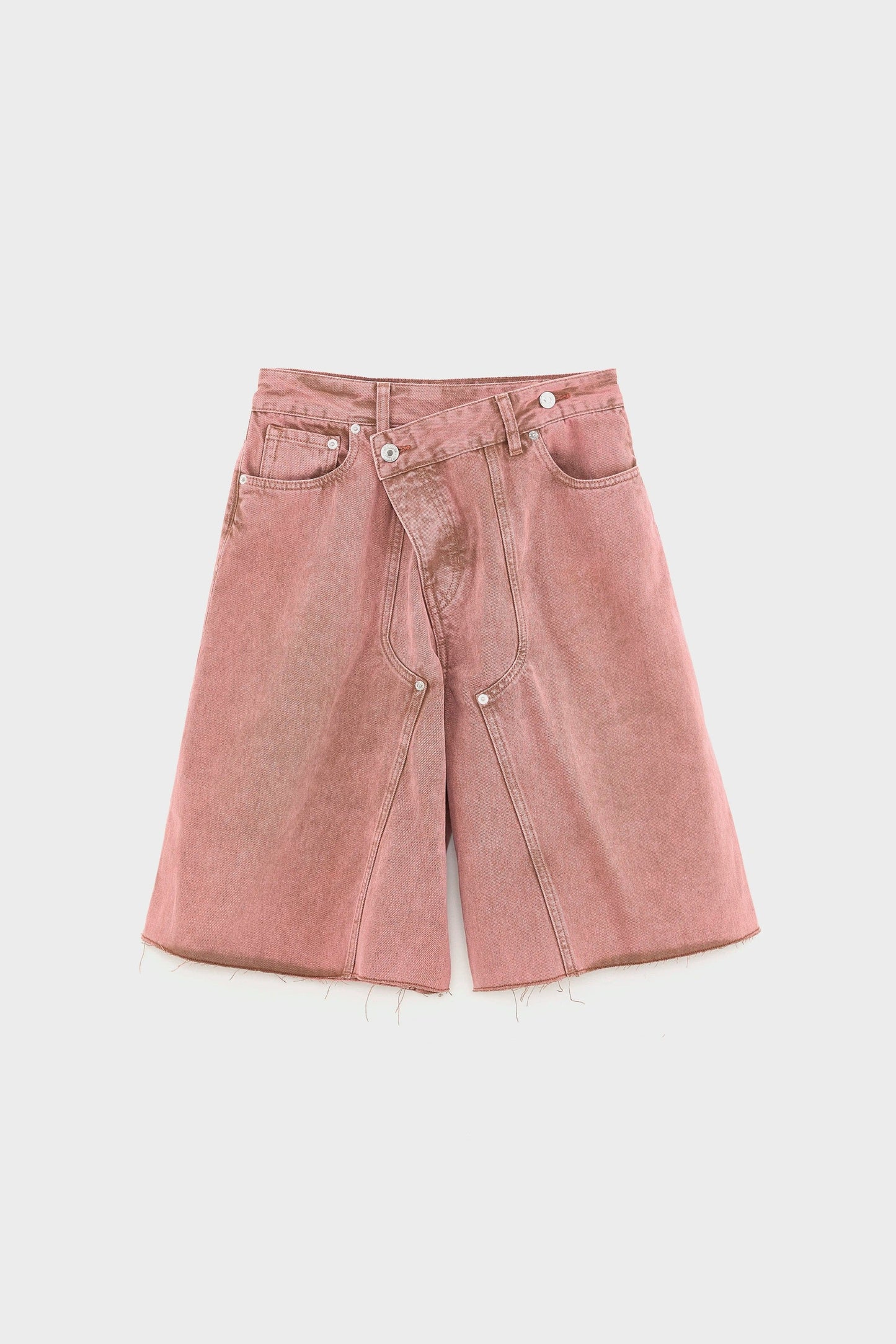 Bellerose | Crossover Waist Bermuda Shorts in Denim Dusty-Pink