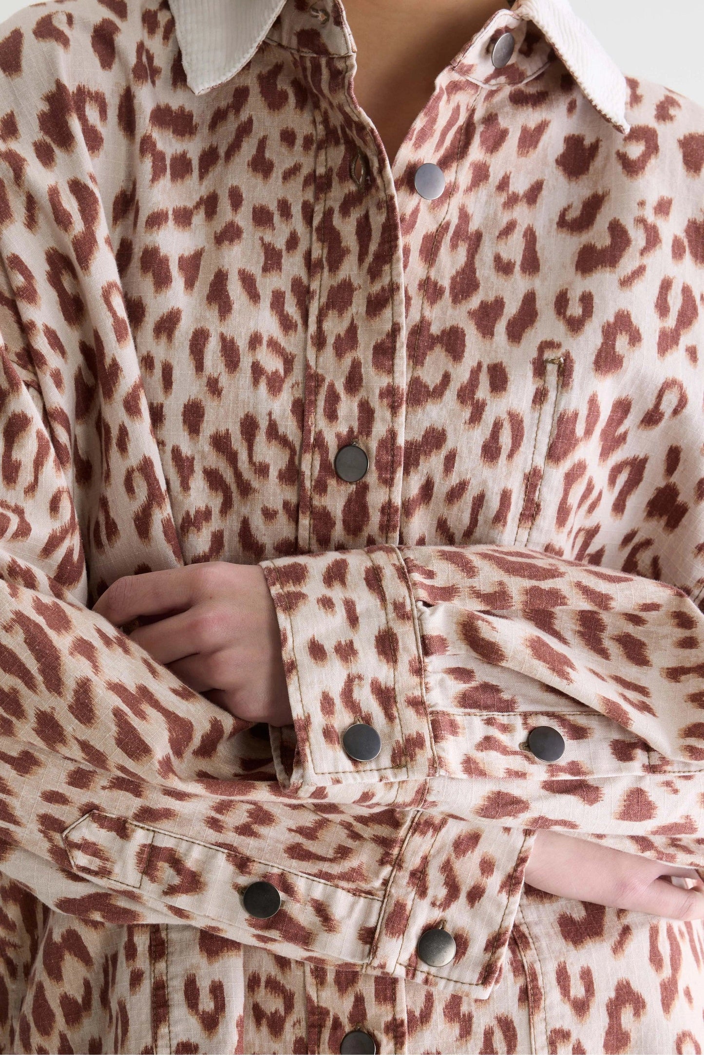 BELLEROSE | Leopard Print Overshirt - Corduroy Collar