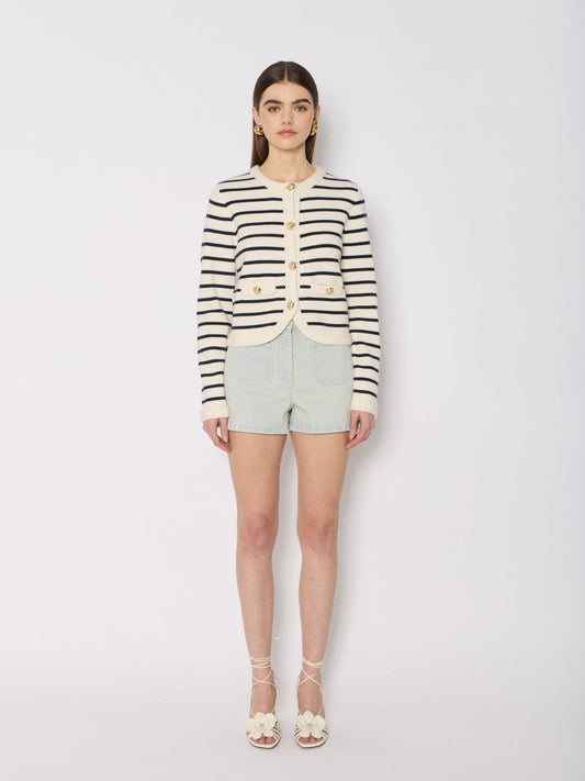 Cardigan 20mgloria Offwhite-navy-Stripe