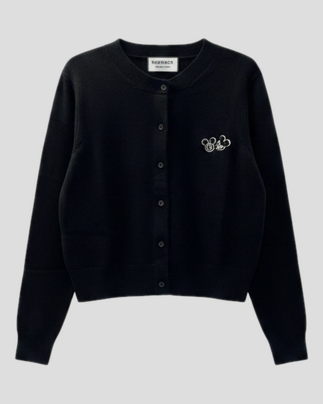 Berenice | Merino Wool Cardigan with Cartoon Patch - Cherry Red Black