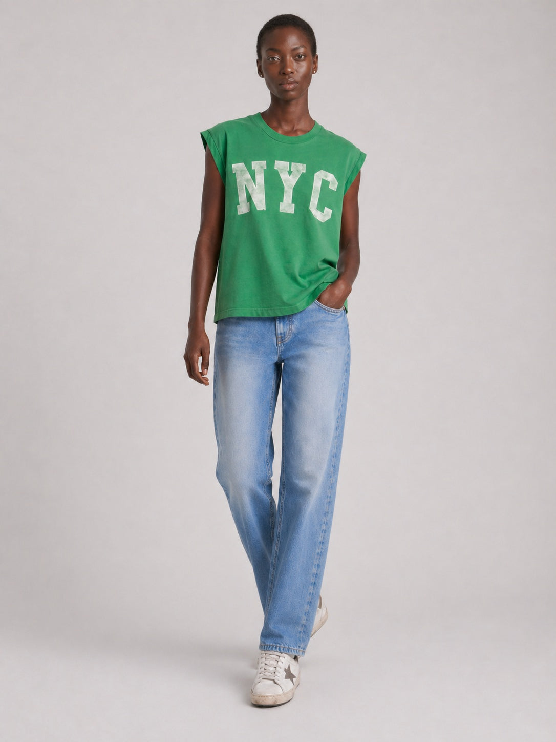 BOWERY | NYC Rolled-Up Vintage Jersey T-Shirt - Boxy Fit Grass