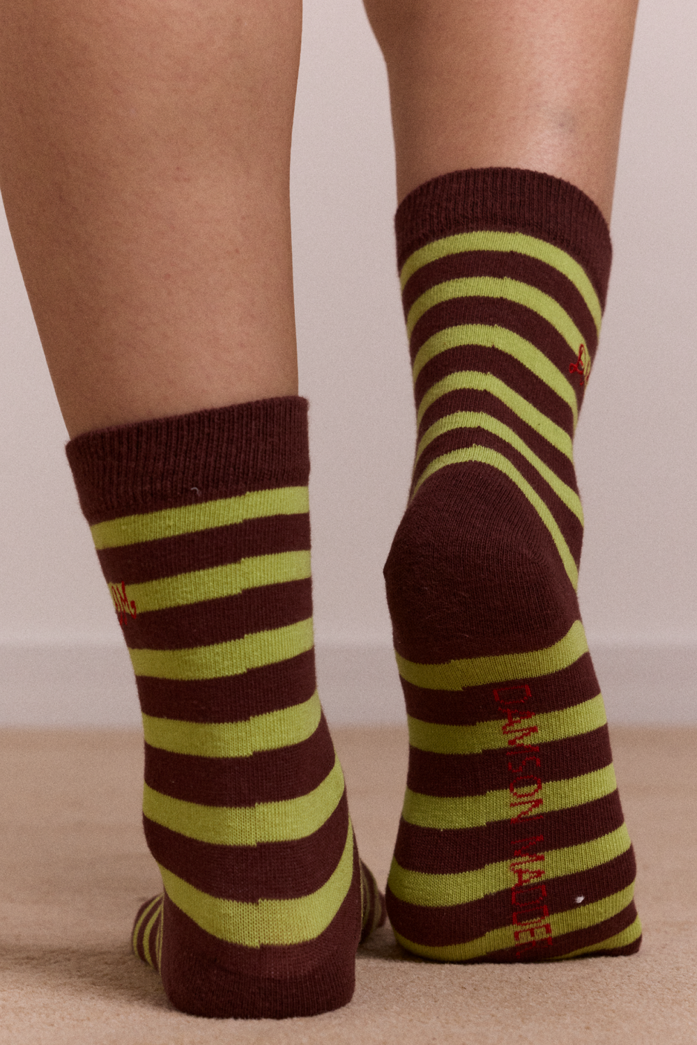 Damson Madder | Socks 2 Pack in Choc & Avocado - Polka Dot