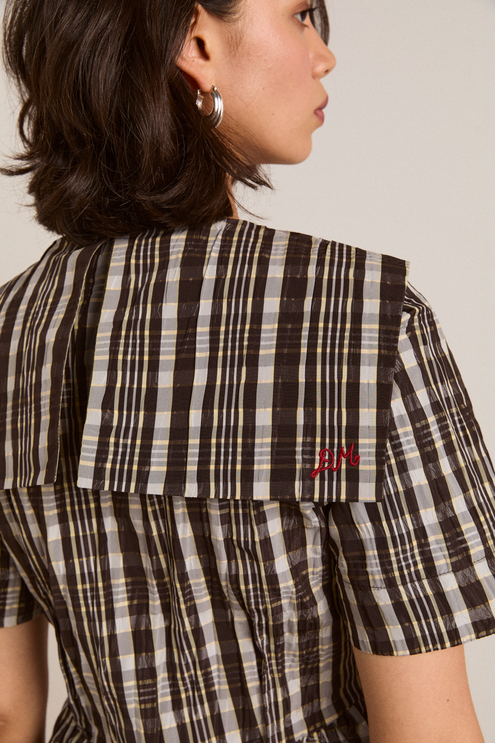 Damson Madder | Miley Mini Dress - Yellow Check Taffeta
