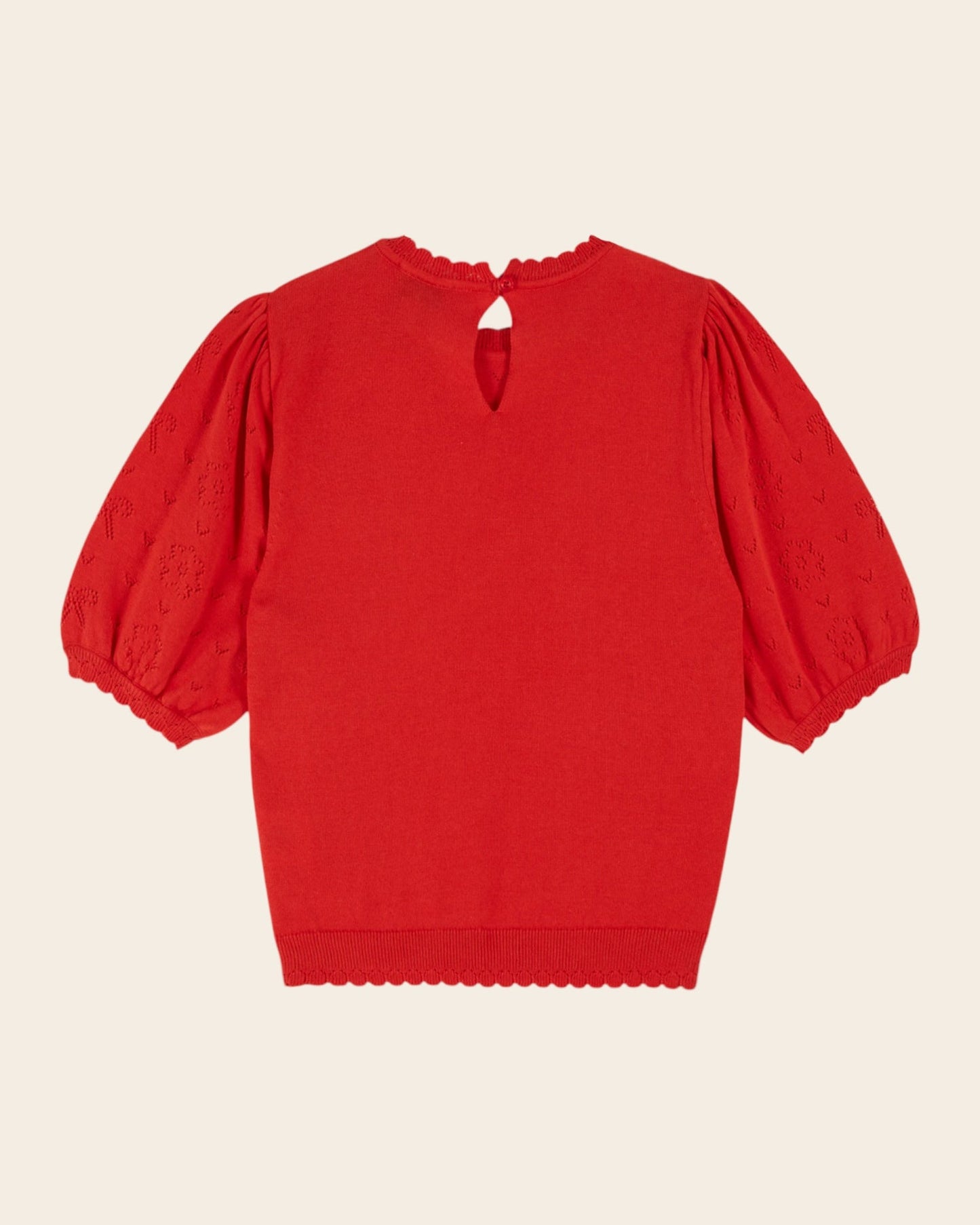 Emile et Ida | Blouse Dove Coquelicot - Red Organic Cotton with Openwork