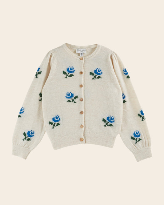 Cardigan Fleurs Ida-calizia Ecru