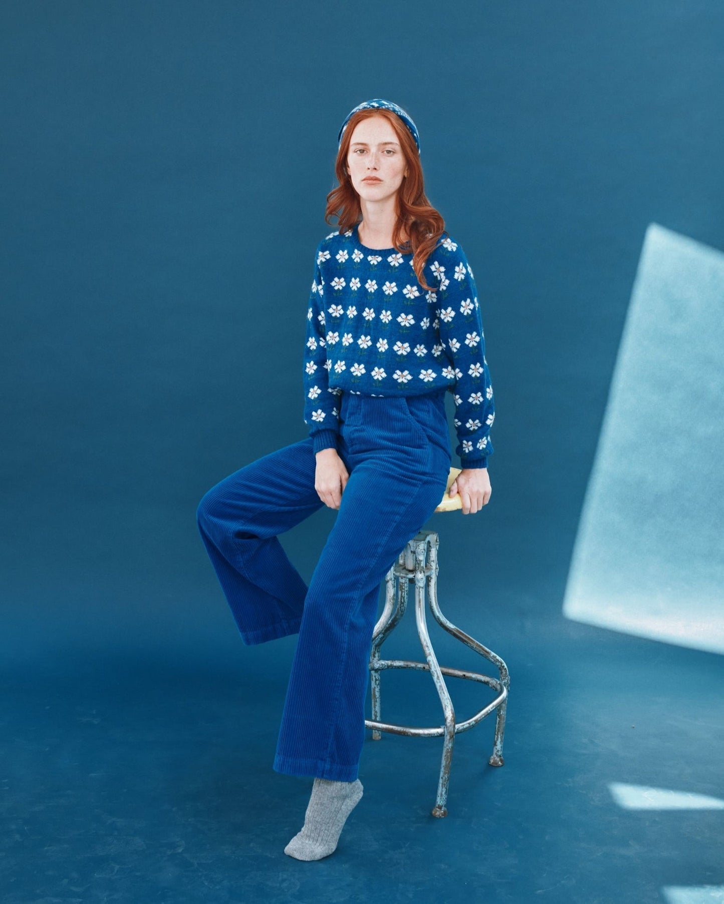 Cardigan Jacquard Ida-camomille Royal