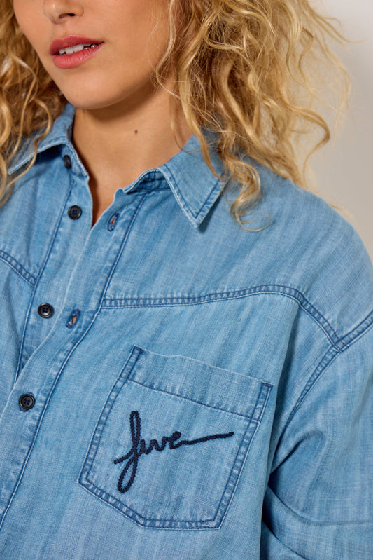 Denim Shirt 74698clarence Medium-Blue