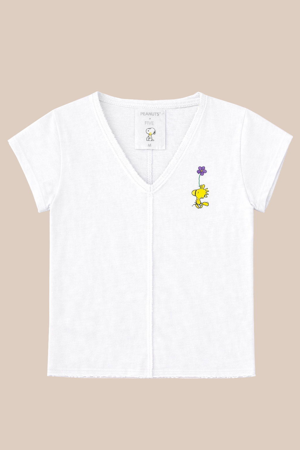FIVE | Peanuts Woodstock Flower T-Shirt - White