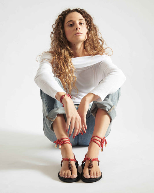 Sandal Flo Twin Brown-Red