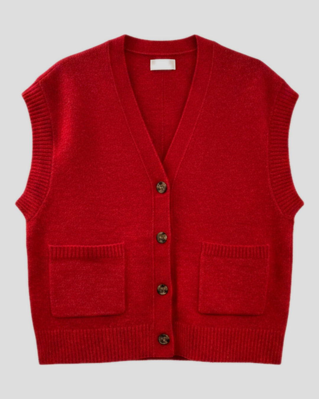 Hartford | Red Knit Vest - Sculptural Alpaca Blend Lipstick