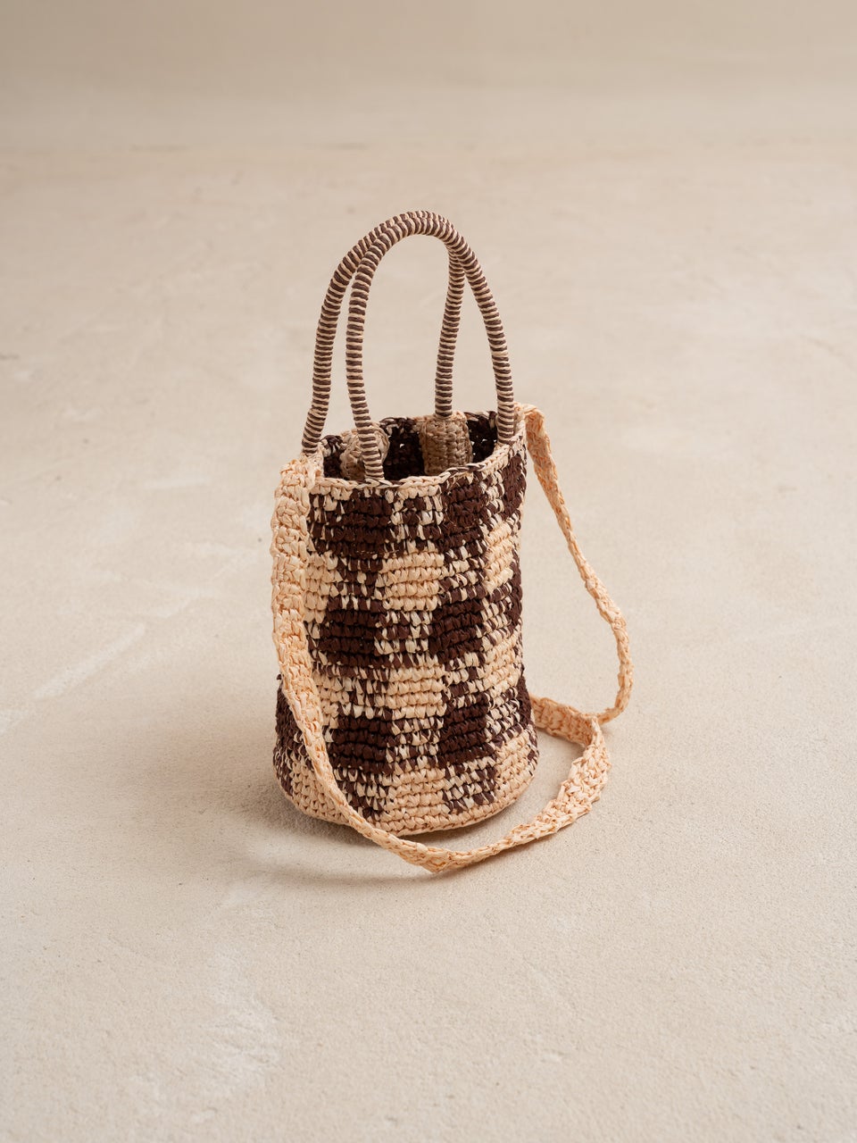 Raffia Bucket Bag Rk716 Chocolate