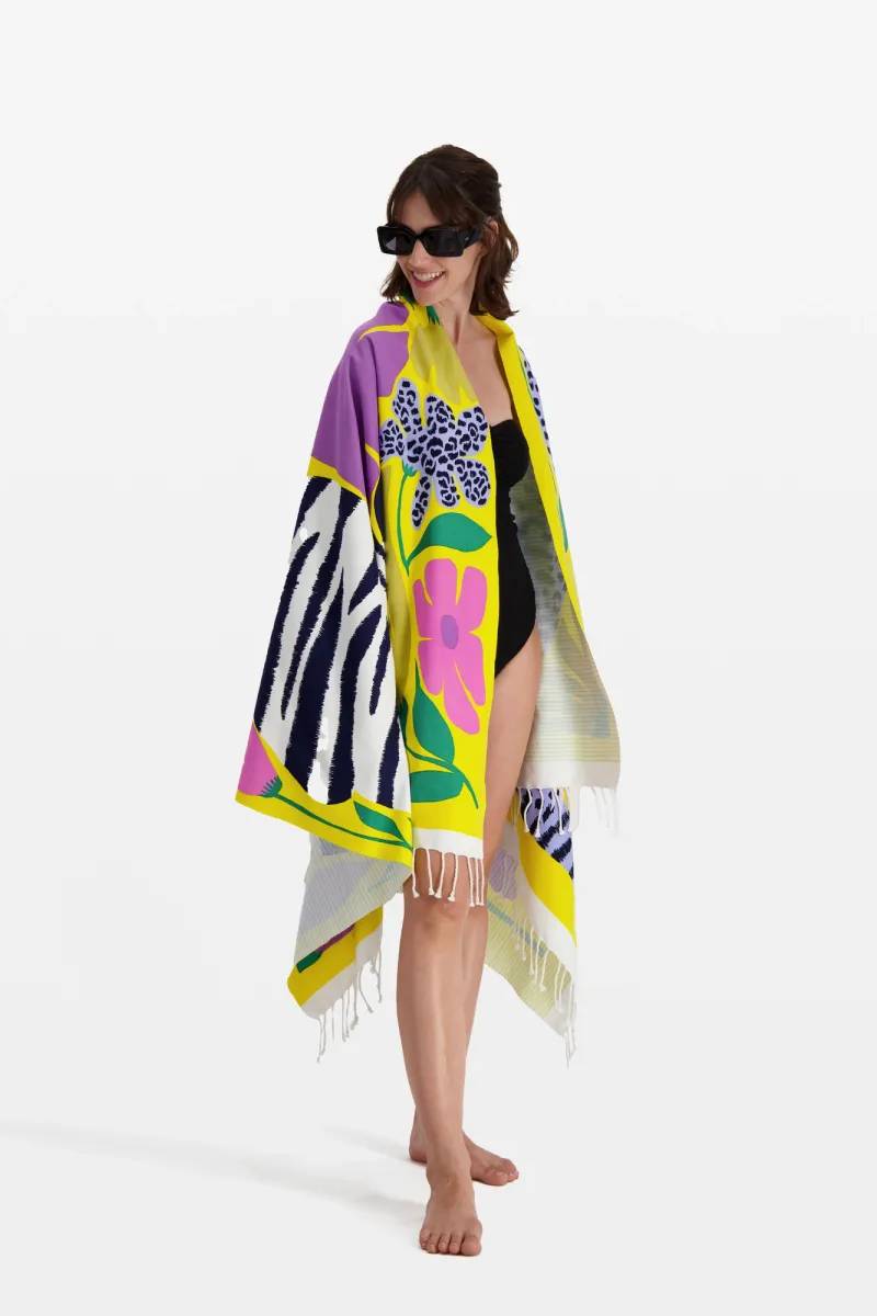 Scarf Fouta 100 Folk Yellow Fo17fol09 Yellow-Jaune