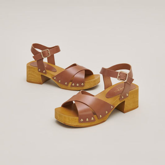 Sandal Mae Bis Cuir Cognac
