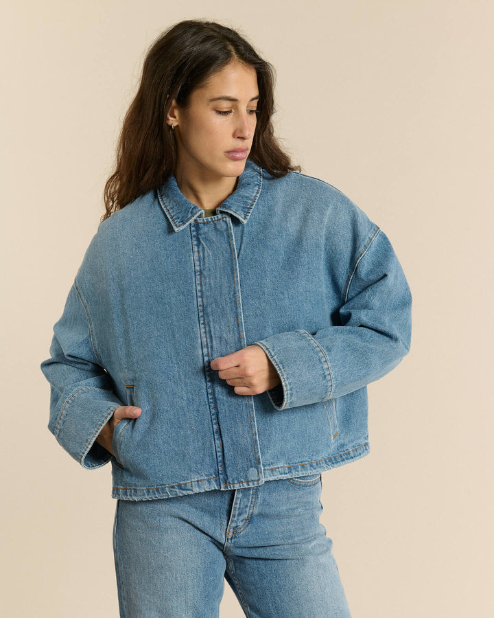 LAB DIP | Baker Cropped Denim Jacket - Dirty Blue