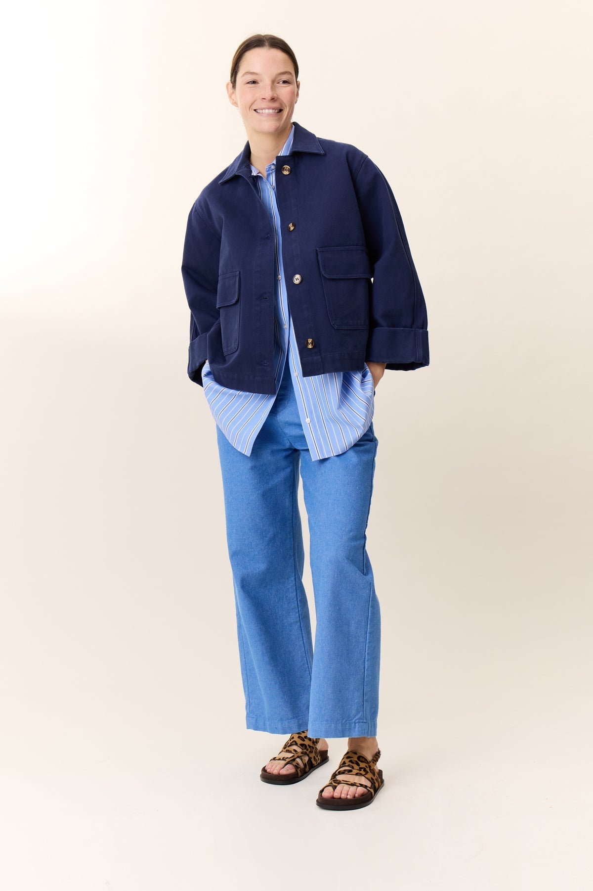 Leon & Harper | Cotton Poplin Button-Down Shirt - Sky