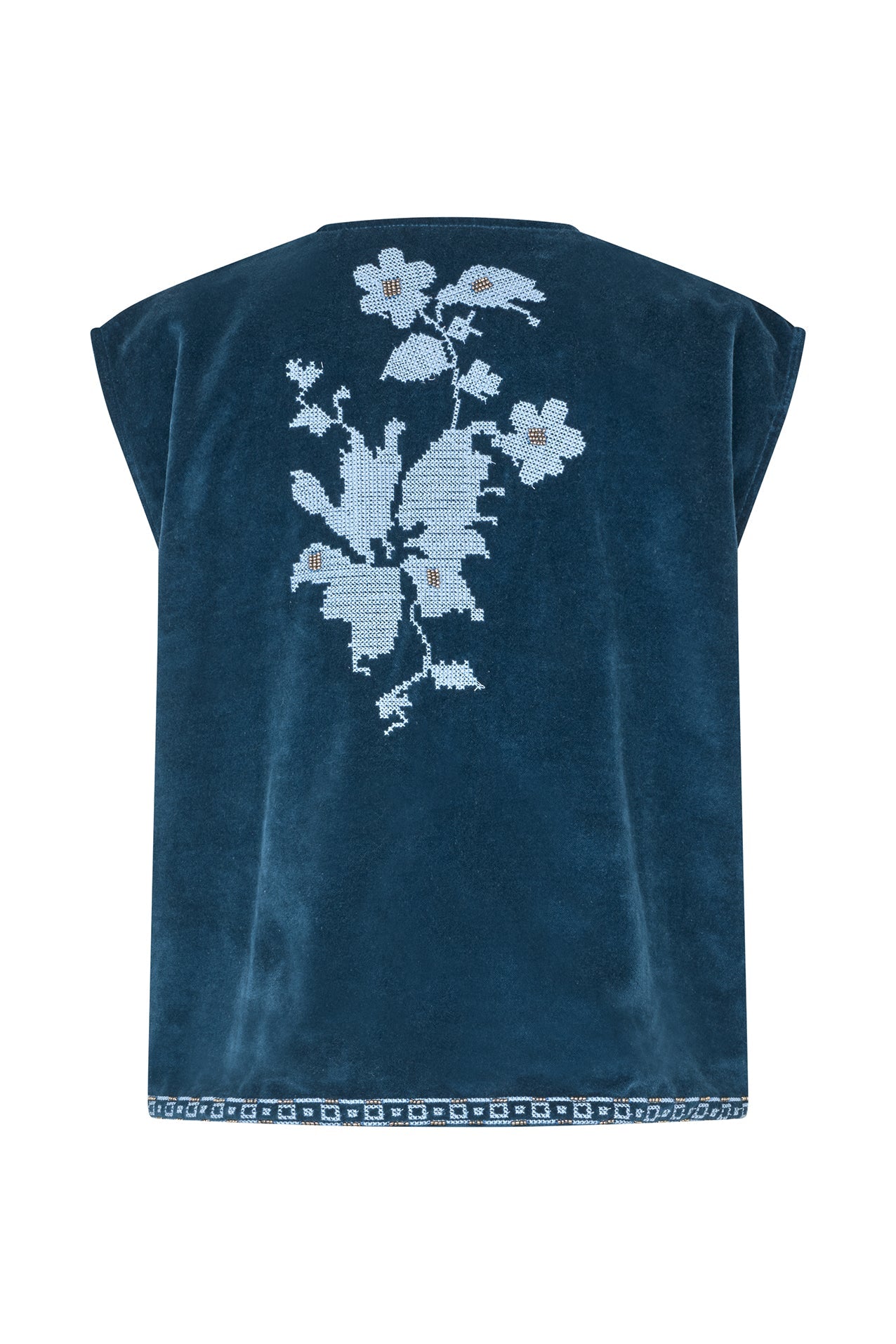 LOLLYS LAUNDRY | Gilet Binll Velour Vest - Blue