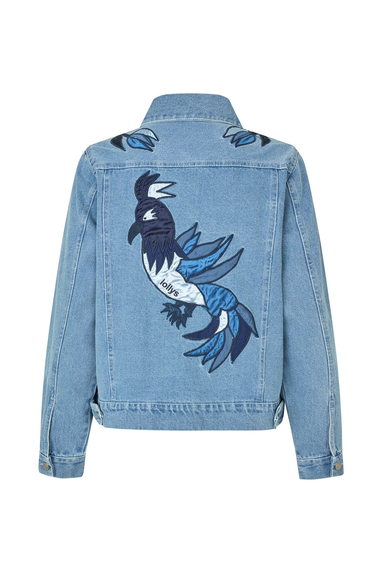 LOLLYS LAUNDRY | Birdll Denim Jacket - Washed Blue with Embroidery