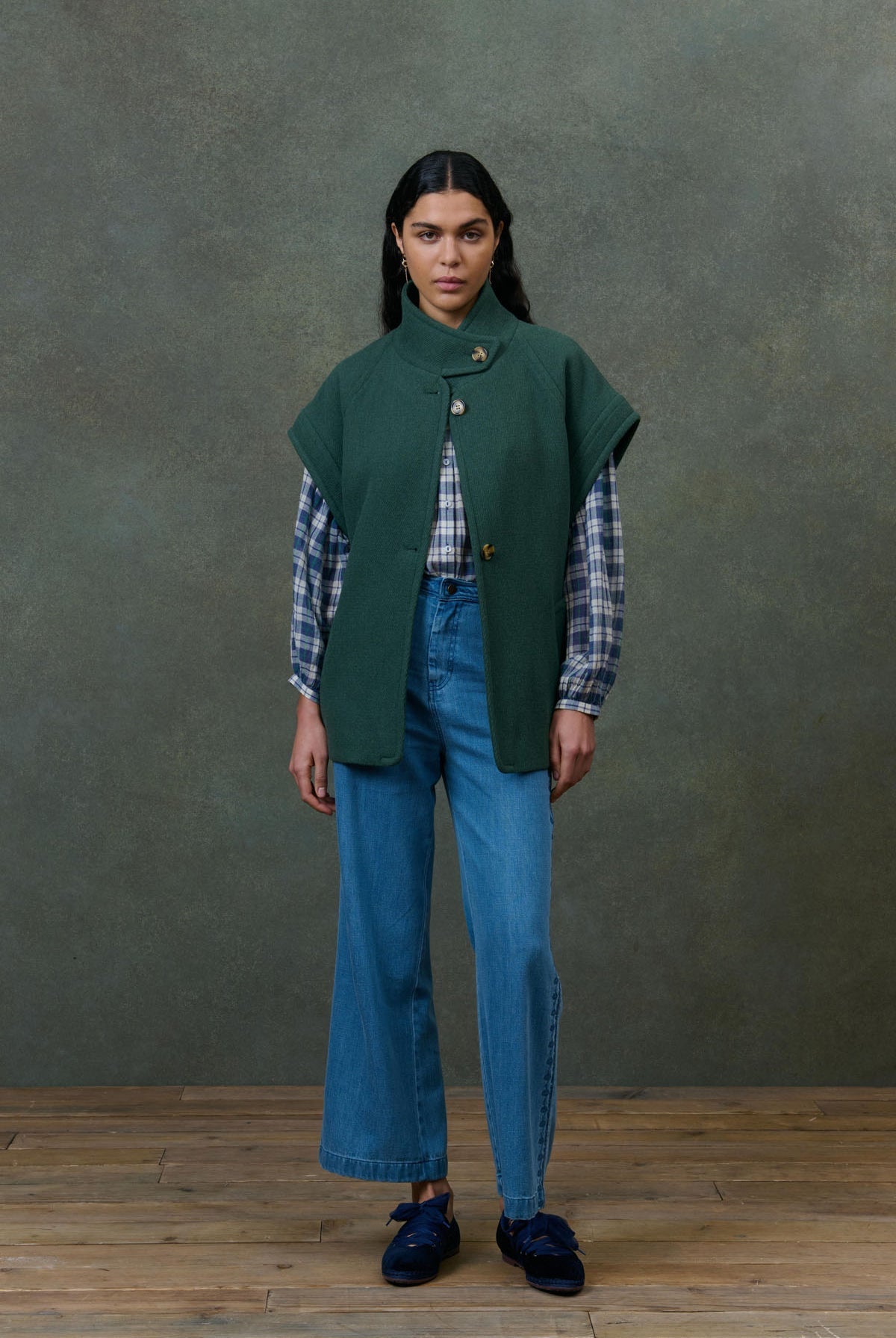 Louise Misha | Gilet Katja Emeraude - Oversized Wool Twill Jacket