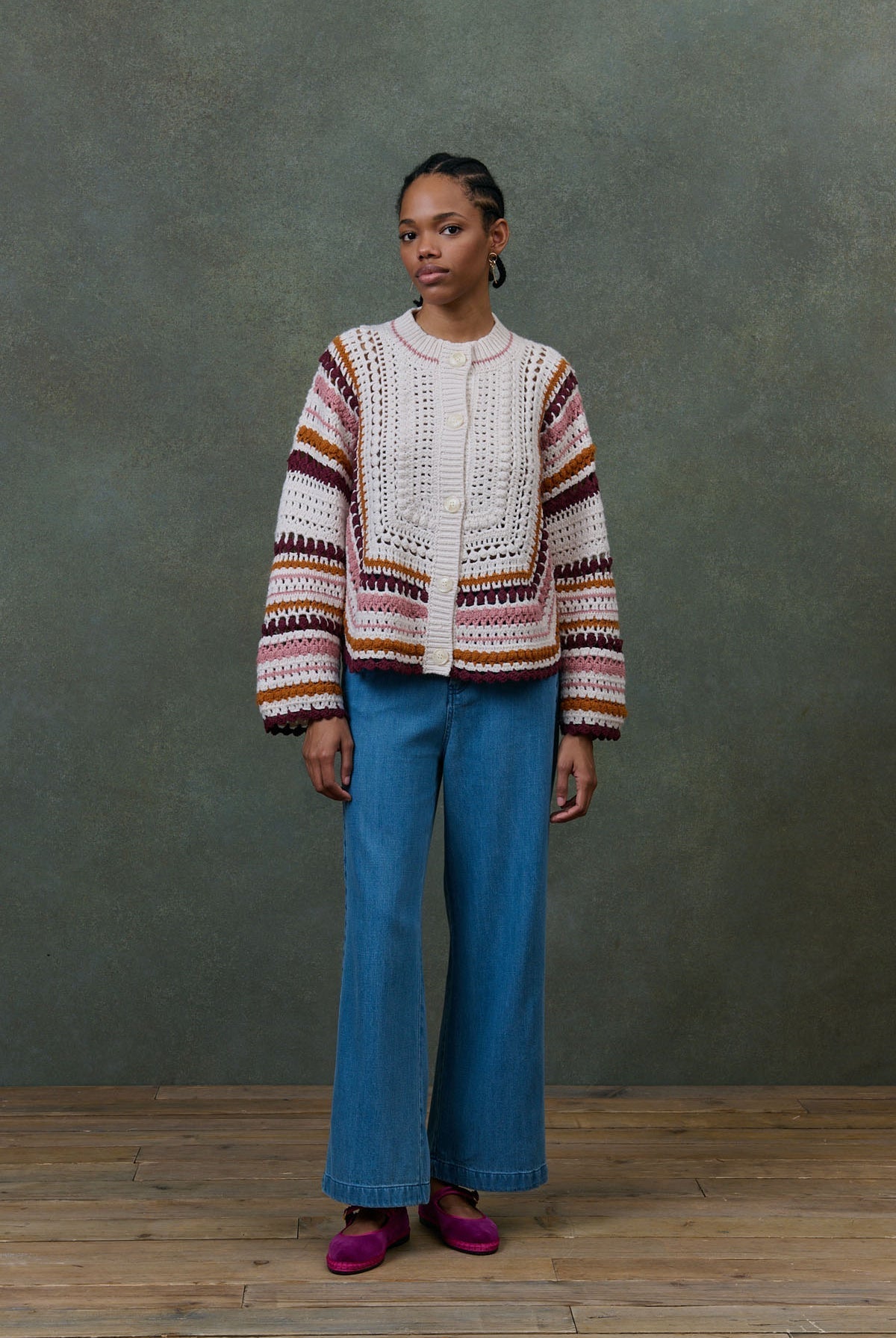 Cardigan C0144 Khalani Cream-Multi