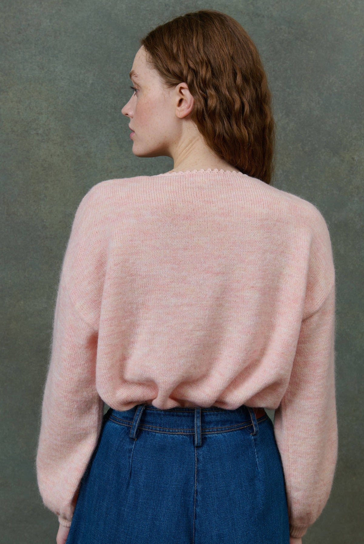 Louise Misha | Lunami Blush Cardigan - Embroidered Cropped Knit