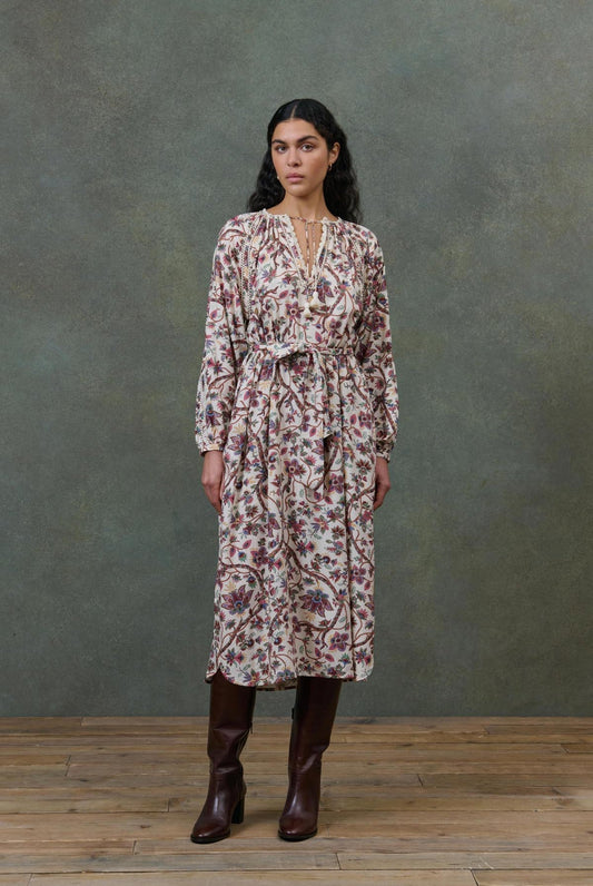 Dress L0016 Marti Cream-Bluebell-Grove