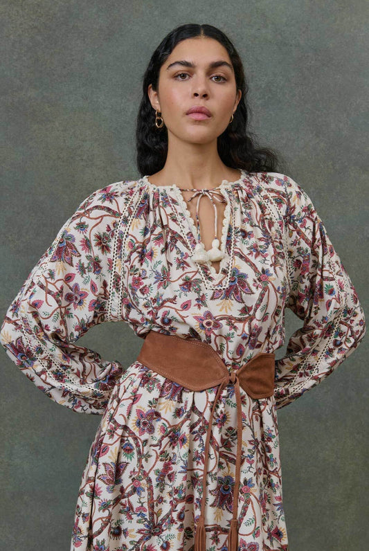 Dress L0016 Marti Cream-Bluebell-Grove