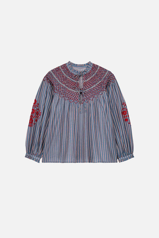 Blouse B0035 Pal Steel-Blue-Stripes