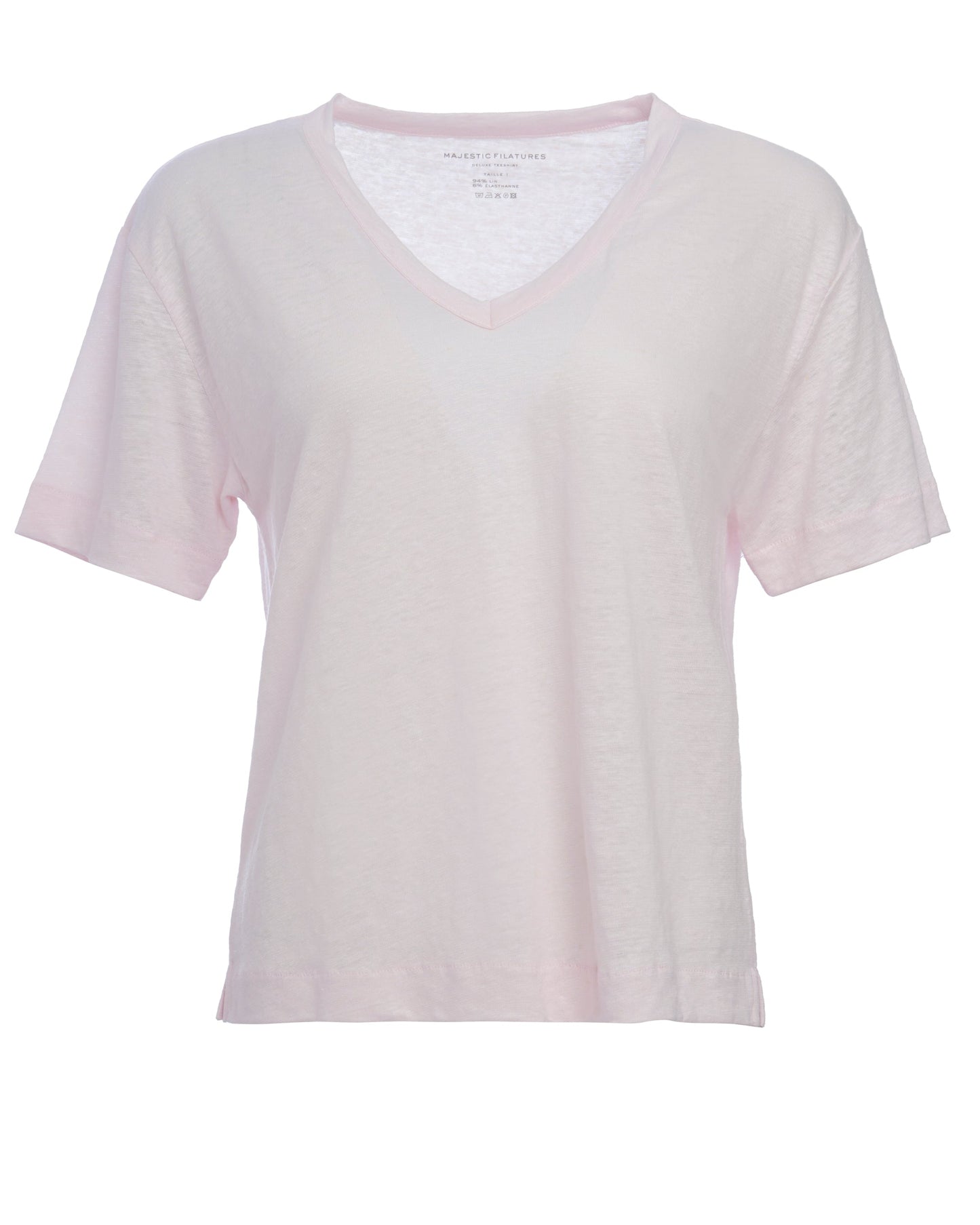 Majestic | Boatneck Tee in Viscose Blend - Rose Eau-De-Rose