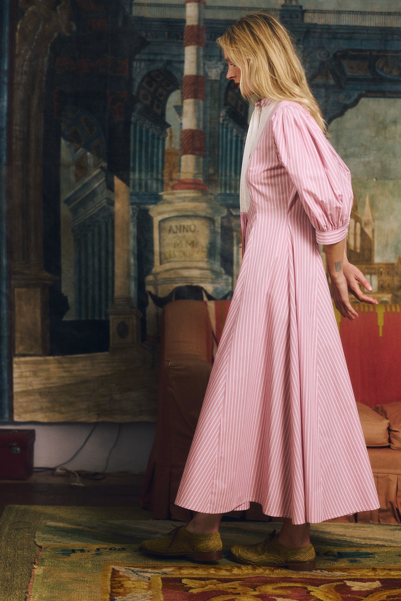 Maria de la Orden | Dimitra Pink-Striped Cotton Dress Pink-Stripes