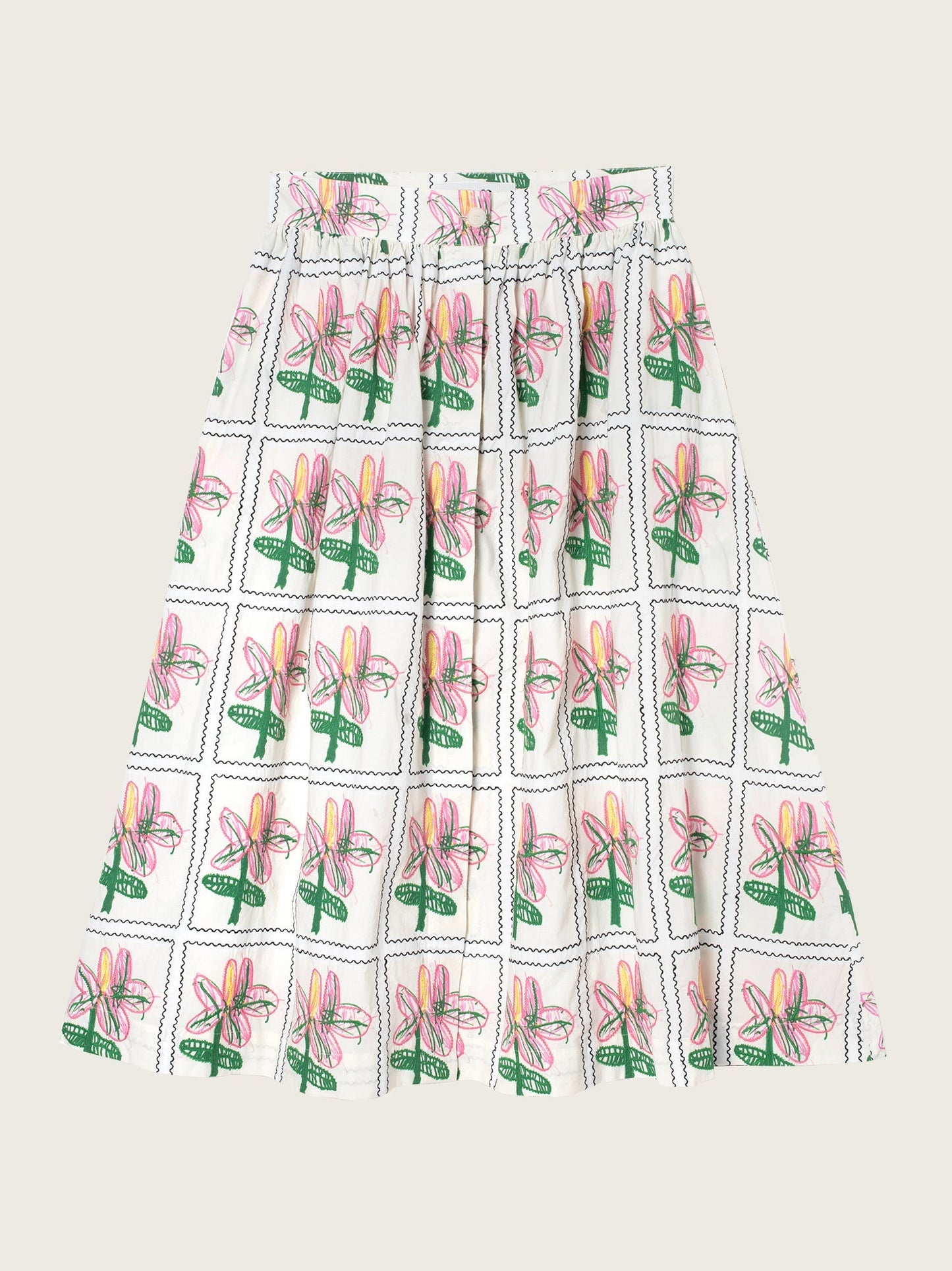 Mii | Mona Embroidered Poplin Skirt Off-White