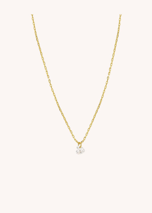 Necklace White Crystal Co-293g Gold
