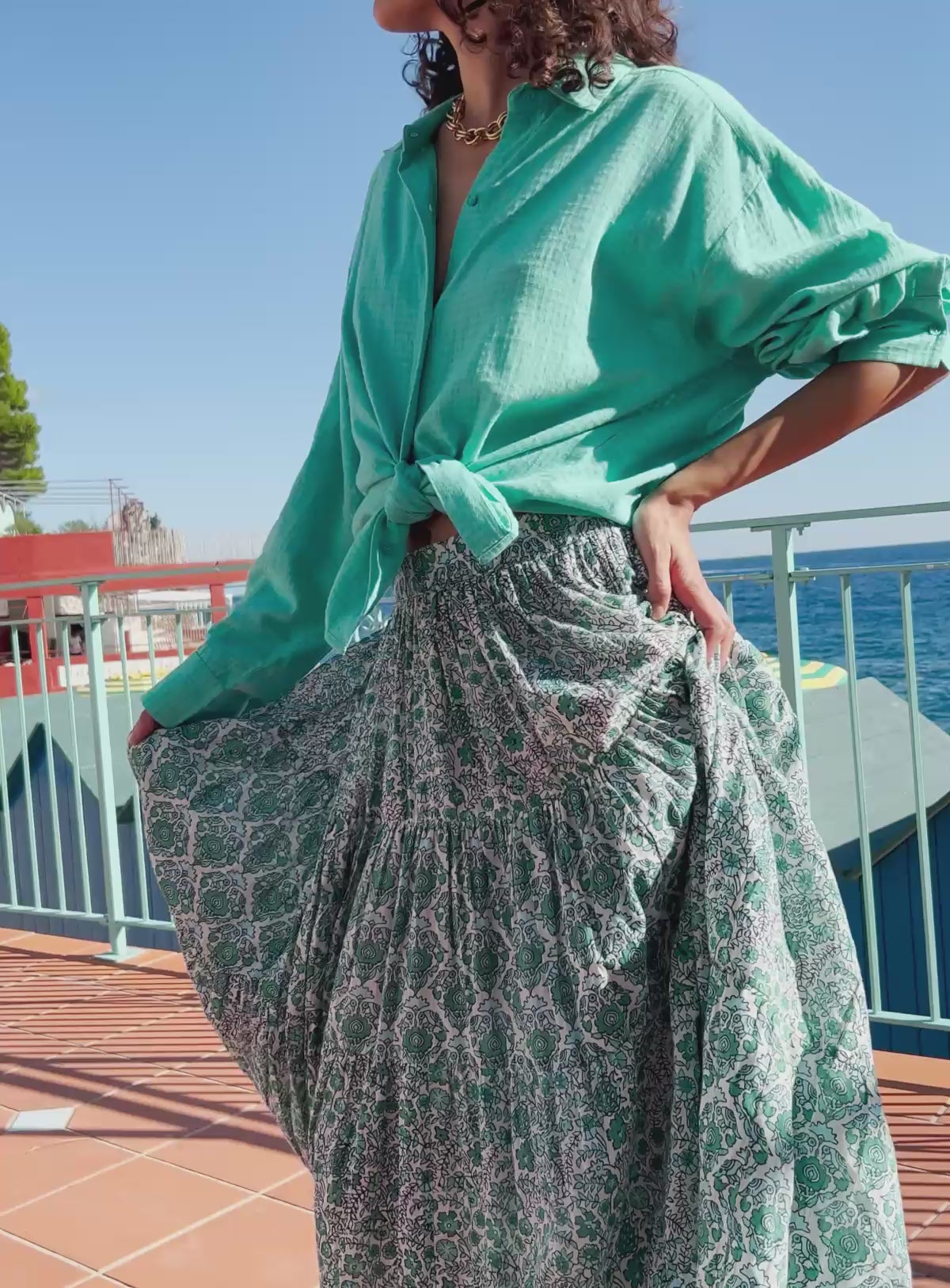 Skirt Jill In Jill Indian Emeraude