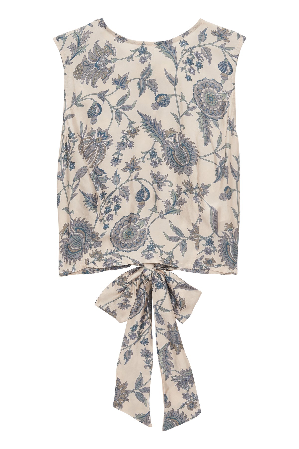 Petite Mendigote | Floral Blouse with Open Back and Waist Bow