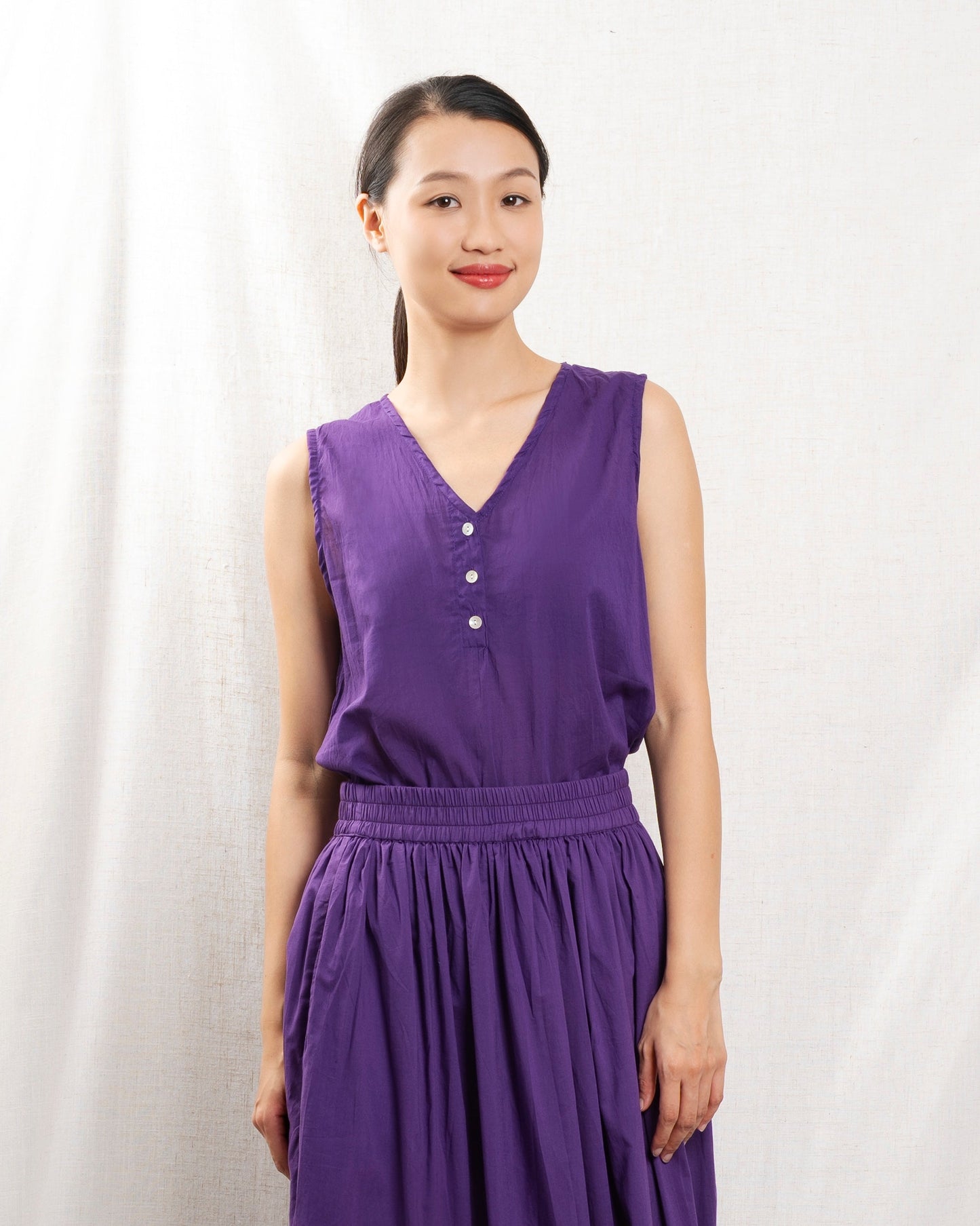 Xiwikj | Button-Down Cotton Poplin Blouse - Purple